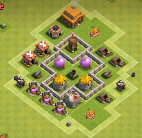 Best-Town-Hall-3-Defense-Base-gold-and-elixir-protection