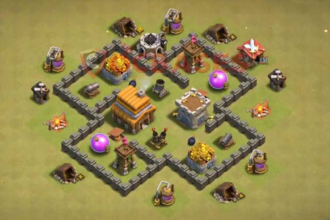 Best TH4 War Base Layout Link