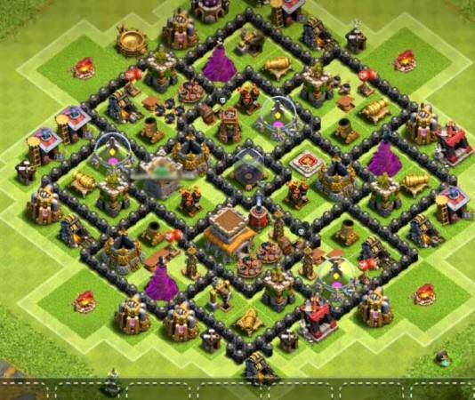 Best TH8 Hybrid Bases With Bomb Tower