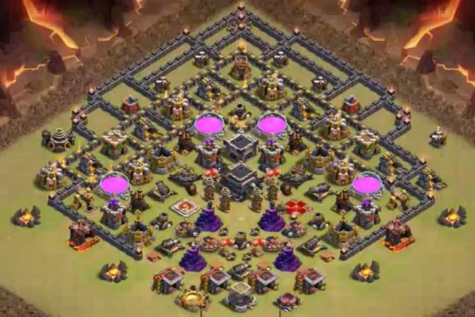 Best TH9 Trophy Bases With Bomb Tower