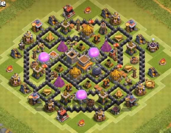 Clash Of Clans TH8 Defense Base With Bomb Tower