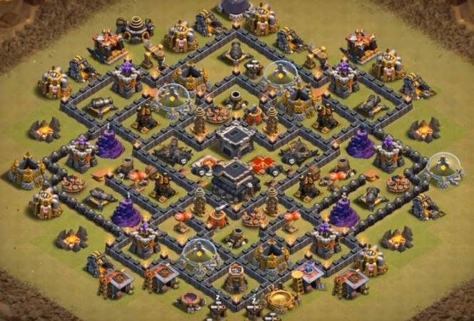 Clash Of Clans TH9 War Base Anti Valkyrie
