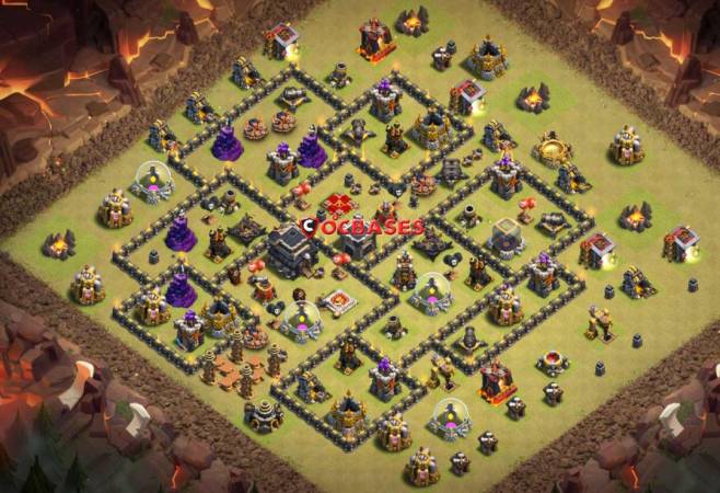 COC TH9 War Base Anti 3 Star With Bomb Tower