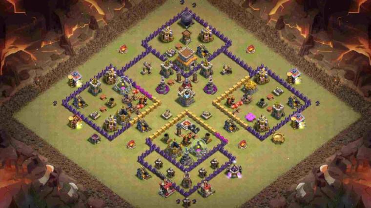 COC Town Hall 8 War Base Anti Gowipe With Bomb Tower