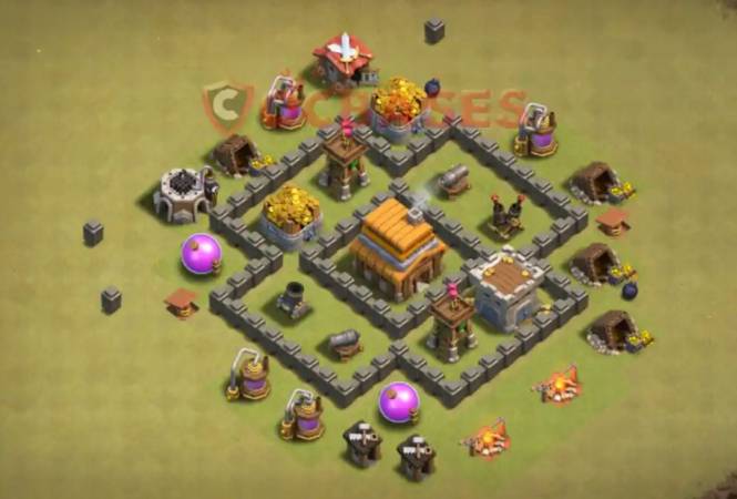 Excellent TH4 War Layout Anti Stars