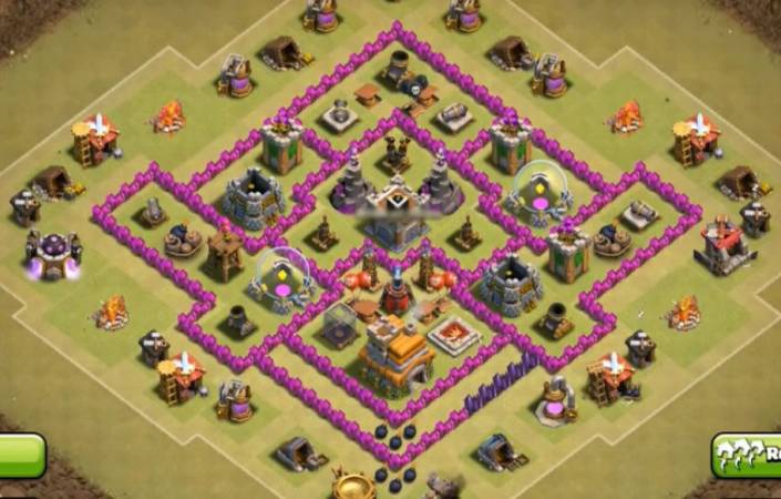 TH7 War Base Anti Dragon With Air Sweeper