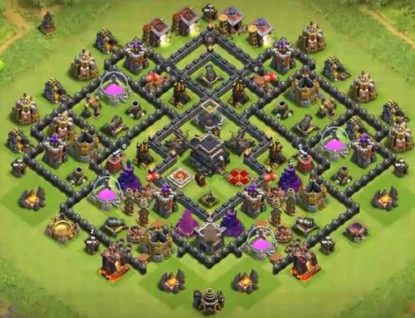 TH9 Trophy Base Anti Valk With Bomb Tower