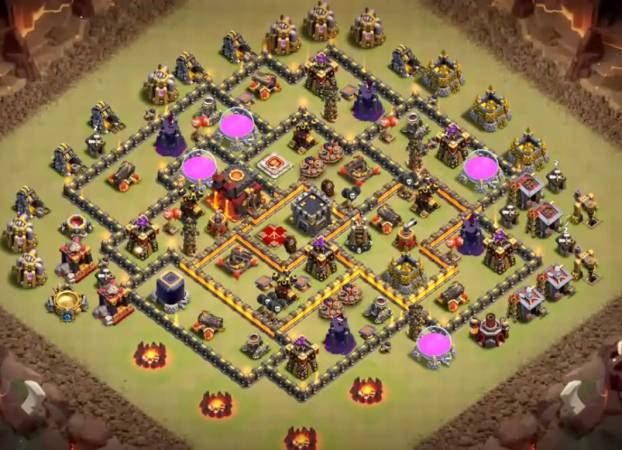 TH9 War Base Anti Valkyrie And Hogs