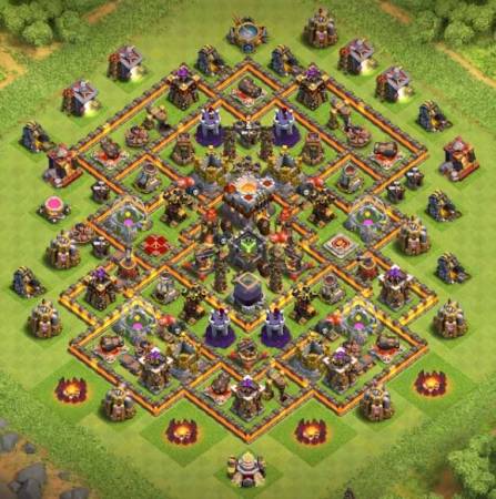 Town Hall 10 Hybrid Base With Bomb Tower