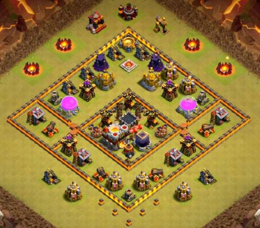 Town Hall 7 War Base Anti Dragon Hogs