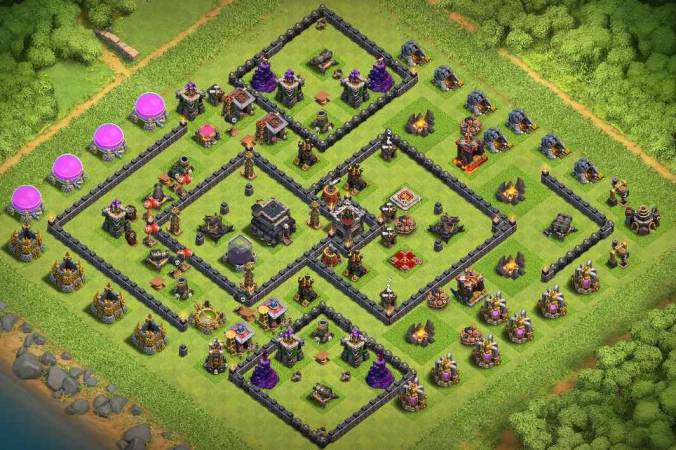 Town Hall 9 Trophy Base Link With Bomb Tower