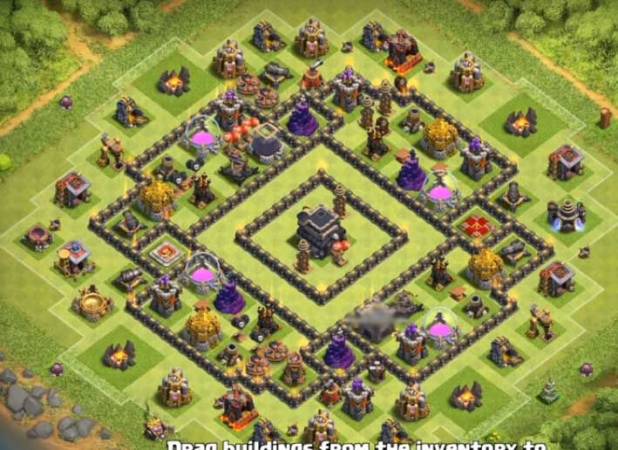 Town Hall 9 Trophy Bases With Bomb Tower